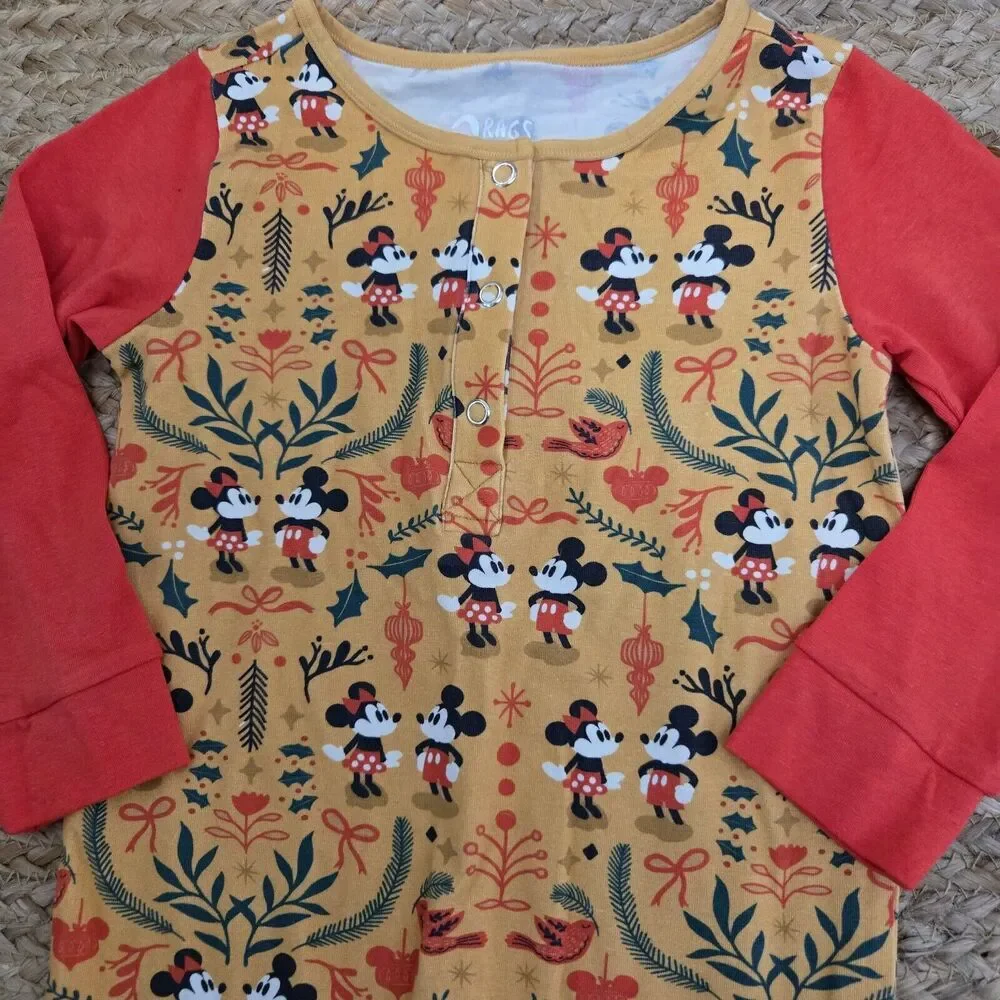 Rags Baby Jumpsuit Disney Minnie And Mickey Mouse Holidwy Christmas HappySize 2T